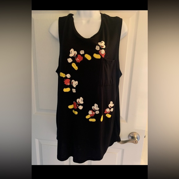Disney Black Muscle Tee with Mickey Mouse Design - Picture 1 of 3